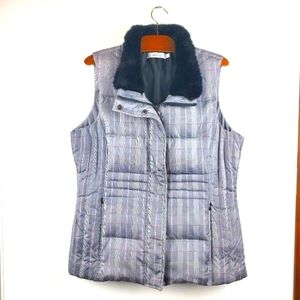 NEW Ricki's Women's Gray Plaid Puffer Vest Faux Fur 50% Duck Dow… Large …